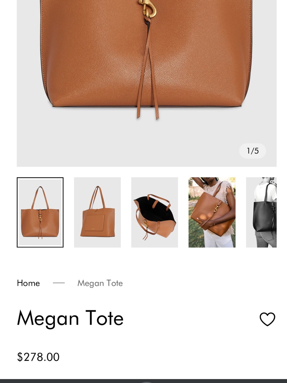 Rebecca Minkoff large Leather Megan Tote Bag in Tan with silver hardware👜
